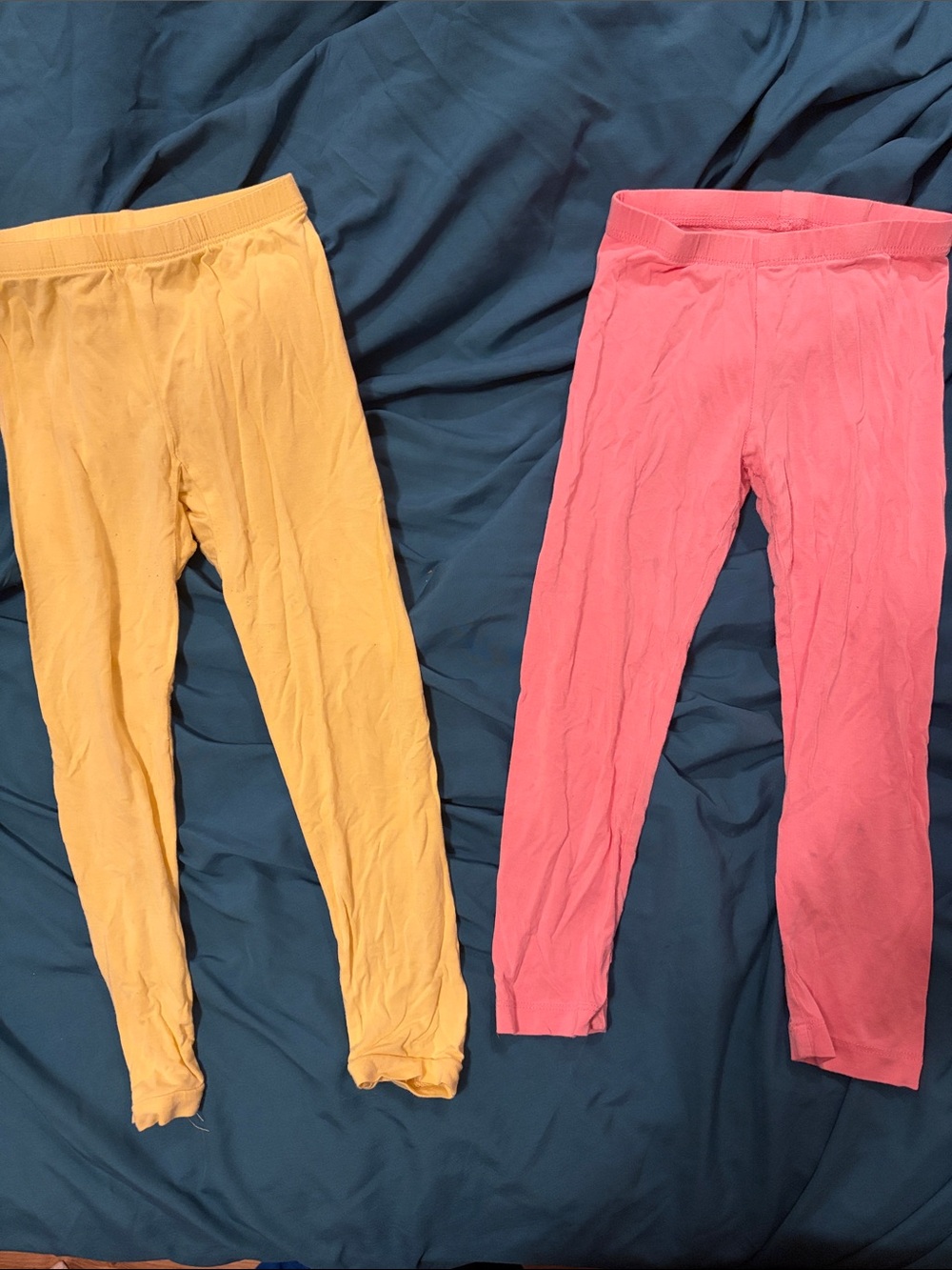 Kids Cotton Leggings - Yellow and Pink